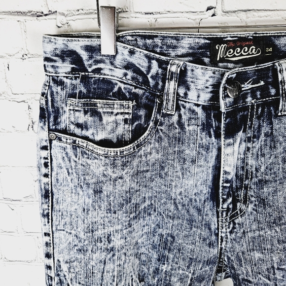 MECCA | slim straight crinkle acid wash jeans - Picture 2 of 9